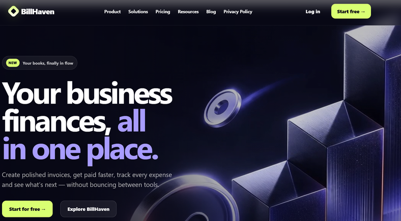3D WordPress finance platform website example