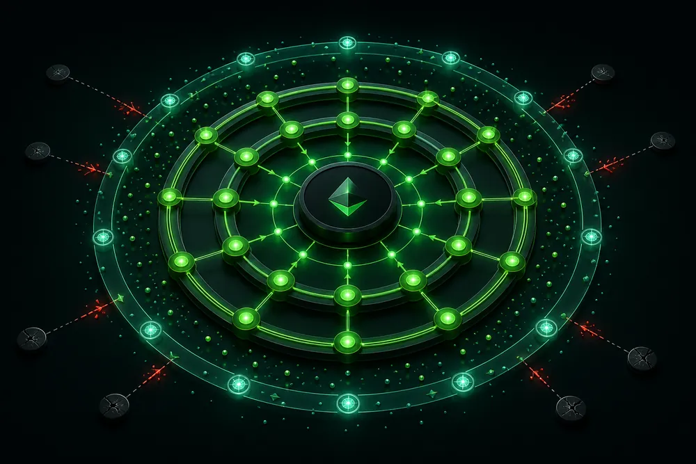 Four-layer authority network centered on the money site with harmful connections removed